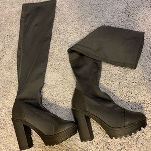 Space Gray Heeled Over the Knee Boots!